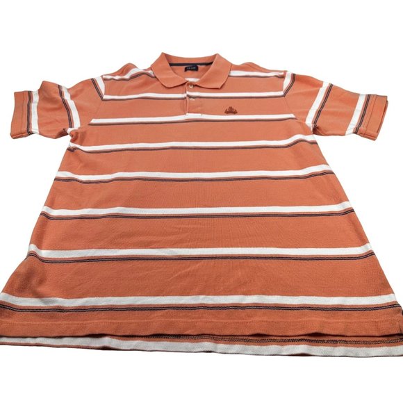 Izod Men's Size XL Polo Shirt Striped Brown Preowned - Picture 1 of 12